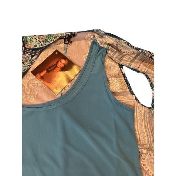 IMAN Women's Summer Tank Top w/ Sleeveless Open Front Vest Sz S Blue NWT - Picture 5 of 7